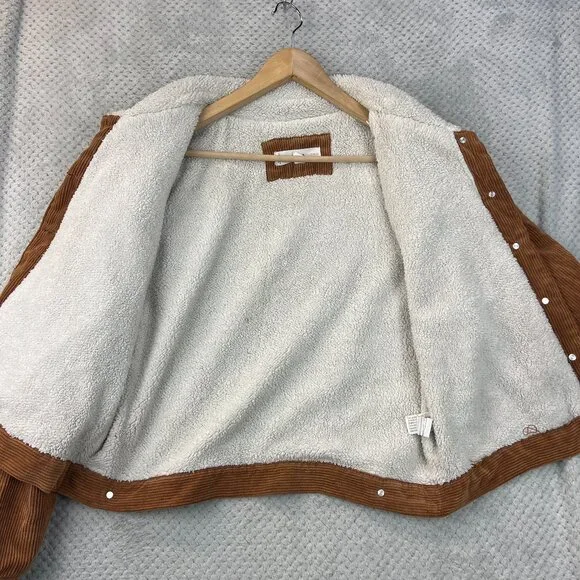 Andrea Womens Corduroy Brown Sherpa Lined Truckers Jacket Sz XL Retro Cowgirl - Picture 13 of 16